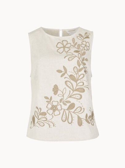 Floral Embroidered Denim Top