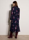 Floral Print Chiffon Midi Dress, Navy, large