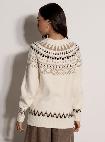 Cotton Blend Brushed Fair Isle Jumper
