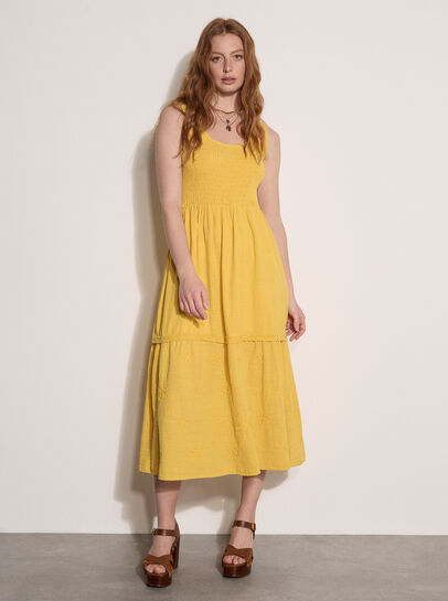 Embroidered Floral Tiered Maxi Dress