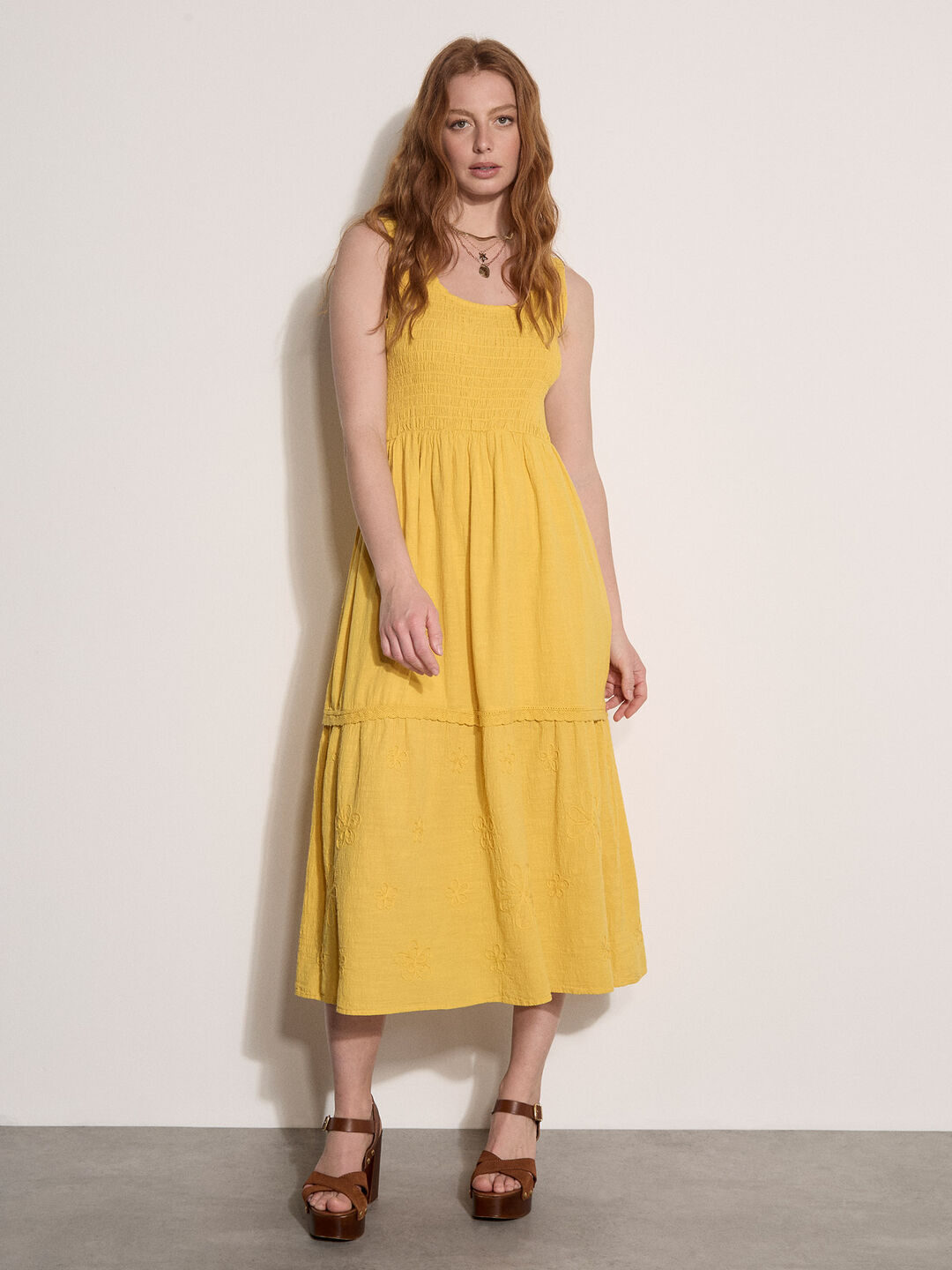 cotton embroidered midi dress Frankies Bikinis - Georgia Cotton Embroidered Midi Dress