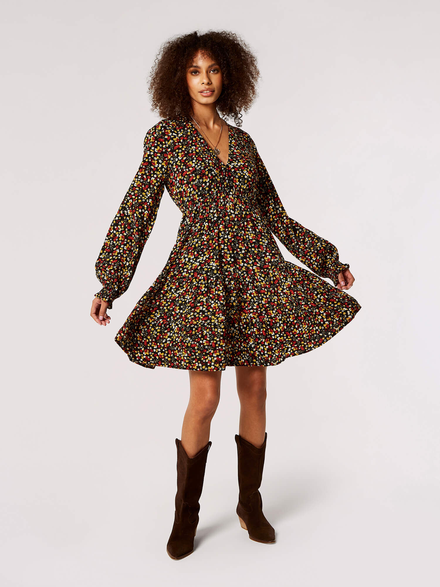 Apricot ditsy 2025 floral dress
