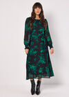 Silhouette Floral Chiffon Midaxi Dress, Green, large