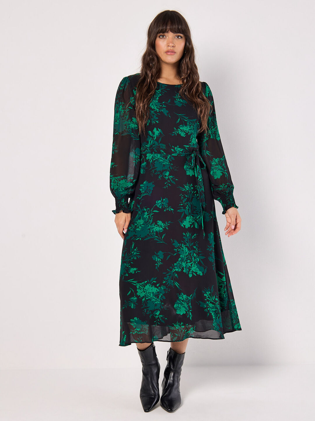 Silhouette Floral Chiffon Midaxi Dress