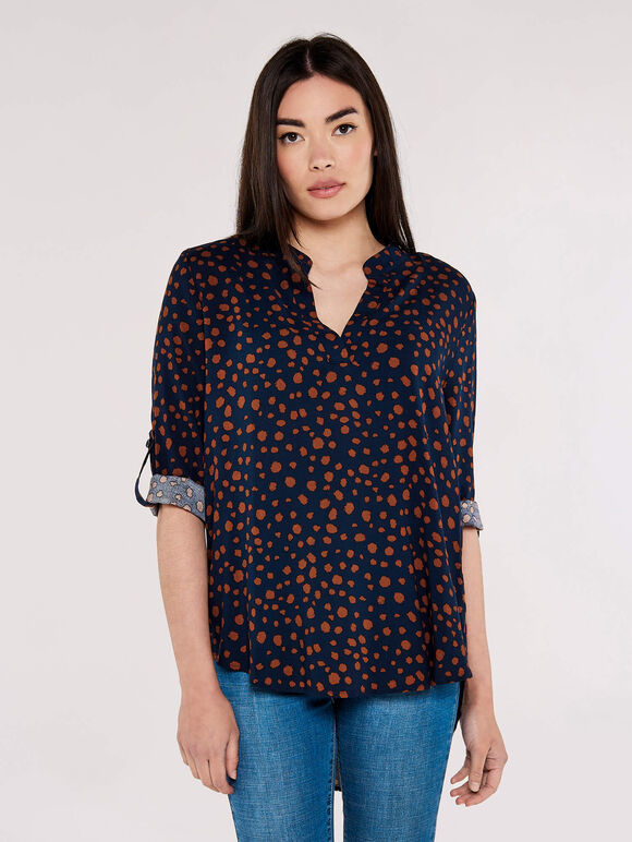 Painterly Dot Top, Navy, large