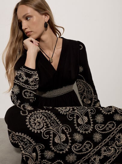 Paisley Embroidered Maxi Dress