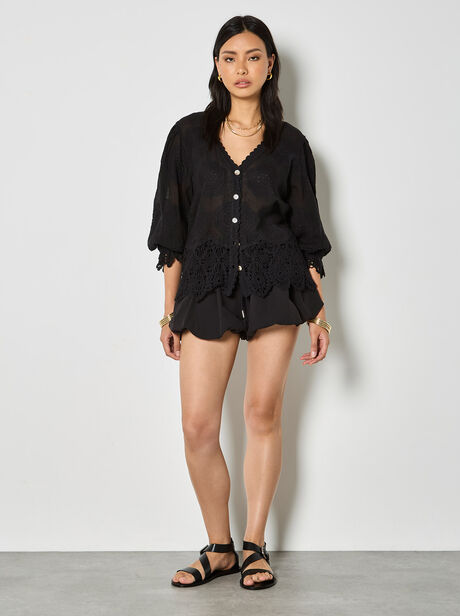 Embroidered Daisies Lace Blouse