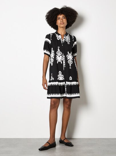 Baroque Print Shirt Mini Dress