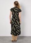 Zebra Print Shirt Midi Dress, Khaki, large