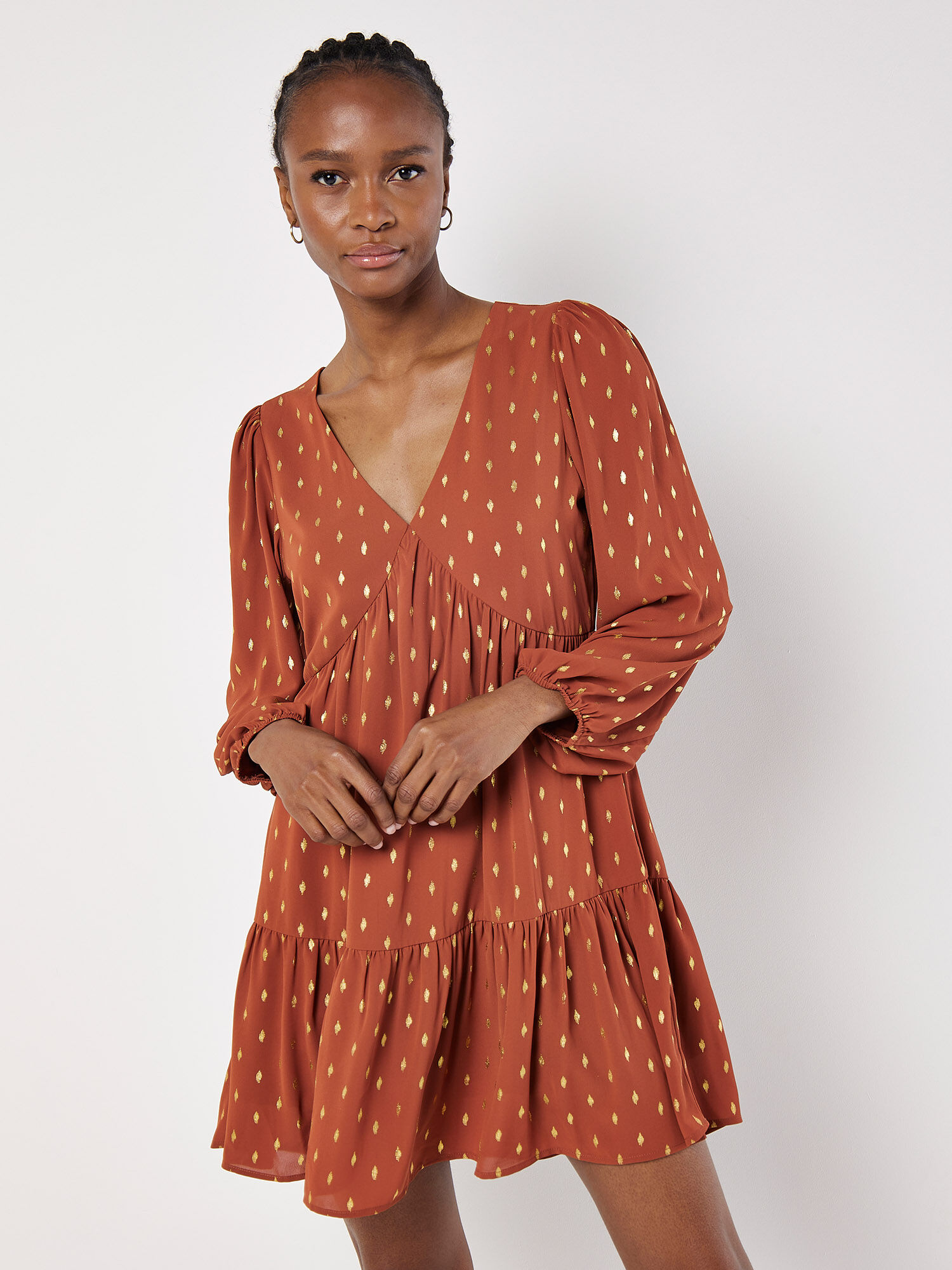 Mini Robe En Feuille D Or Vetements Apricot
