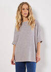 Textured Cable Knit Batwing Oversized Top, Grey, large