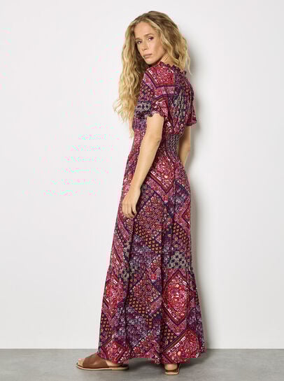 Boho Folk Print Maxi Dress