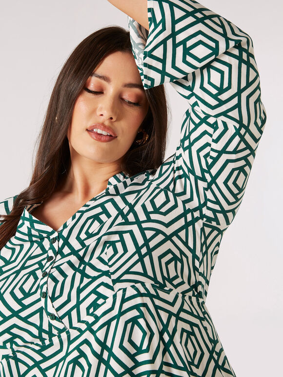 Curve Retro Geo Mini Robe, Vert, grand