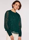 Jacquard Dot Chiffon Blouse, Green, large
