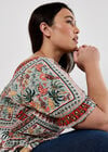 Tropical Scarf Prnt Milkmaid Top, Orange, large