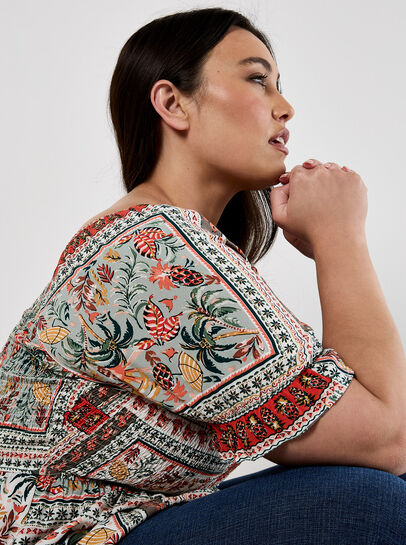 Tropical Scarf Prnt Milkmaid Top