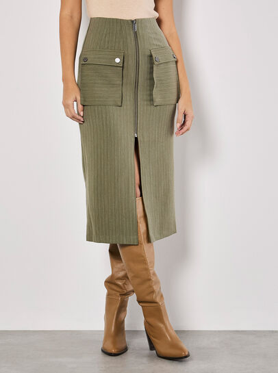 Pinstripe Cargo Midi Skirt