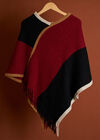 Colour Block Asymmetric Poncho, Black, large