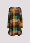 Colourful Patchwork Check Swing Mini Dress, Blue, large