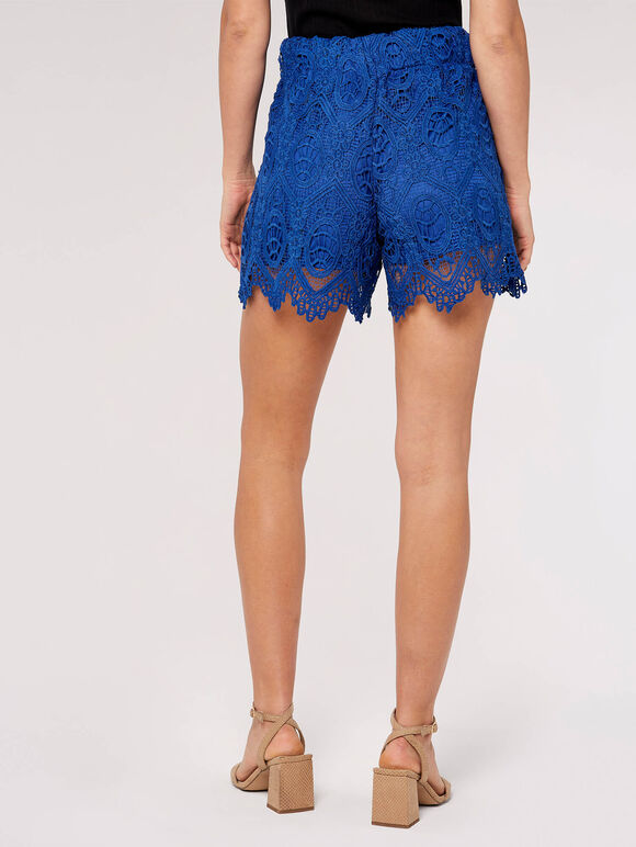 Scallop Lace Shorts, Blue, large