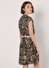 Leaf Print Rope Belt Mini Dress, Rust, large