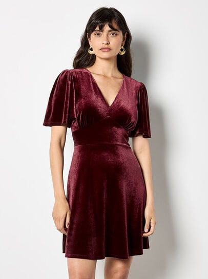 Empire Waist Velvet Mini Dress