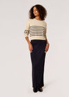 Stripe Knitted Gold Button Jumper, Stone, large