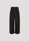 Wide Leg Cotton Cargo Trousers, Black, large