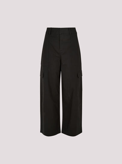Wide Leg Cotton Cargo Trousers