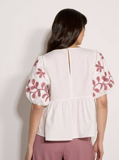 Floral Embroidered Peplum Top