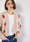Chunky Knit Strawberry Cardigan, Stone, large