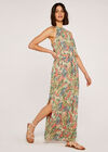 Tropical Chiffon Halter Maxi Dress, Pink, large