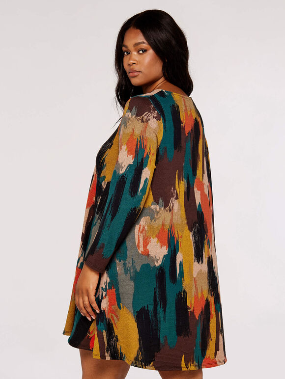 Curve Art Attack Mini Dress, Mustard, large