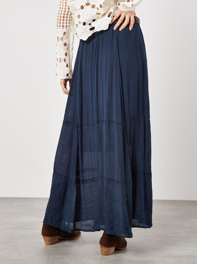 Slub Shimmer Maxi Skirt