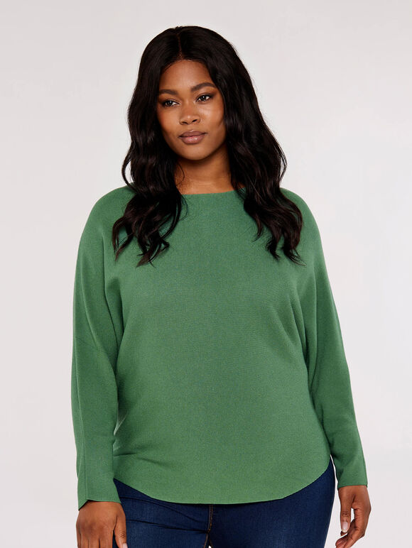Curve Batwing Jumper, Teal, large