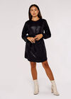 Chevron Mini Dress, Black, large