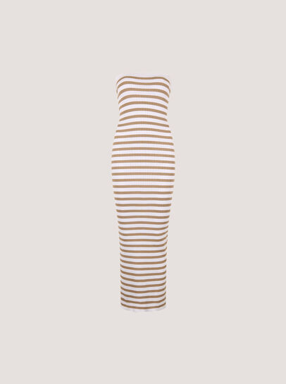 Stripe Ribbed Knitted Bandeau Dress