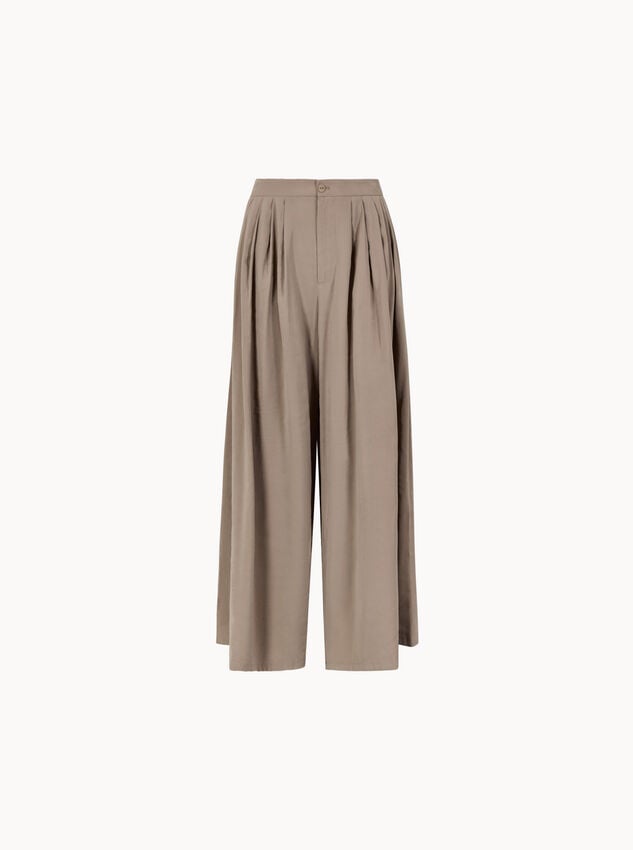 Soft Pleat Wide-Leg Trousers, Stone, large