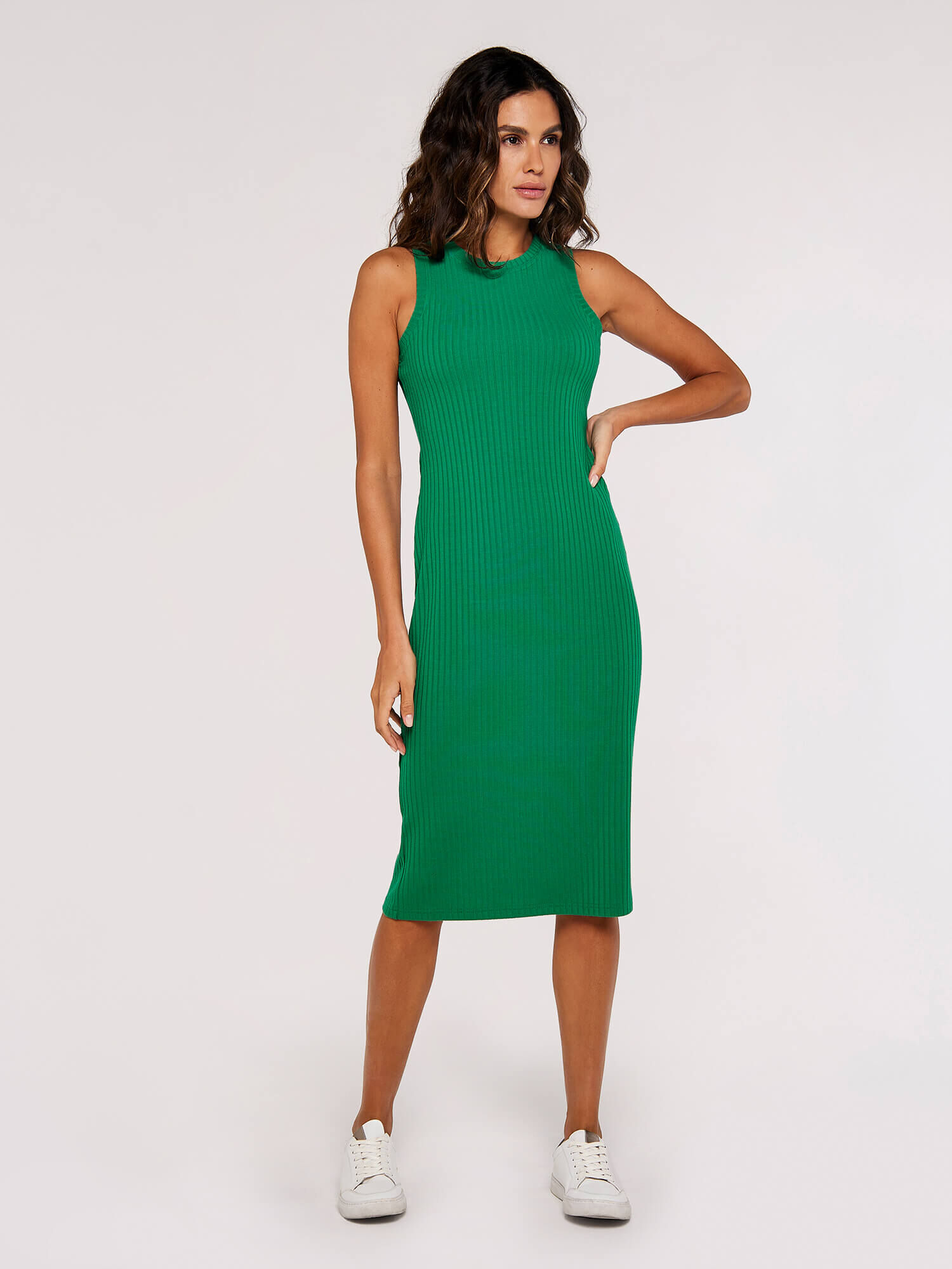 Green ribbed 2025 bodycon dress