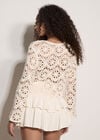 Boho Floral Cotton Crochet Top, Stone, large