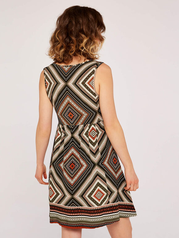 Geo Print Bakery Dress, Khaki, large