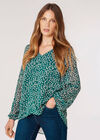 Brush Spot Layered Blouse, Green, large