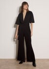 Jersey Crepe Straight-Leg Jumpsuit, Black, large