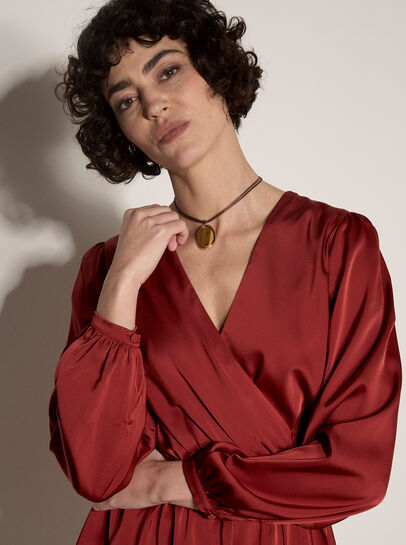 Satin Wrap Mini Dress