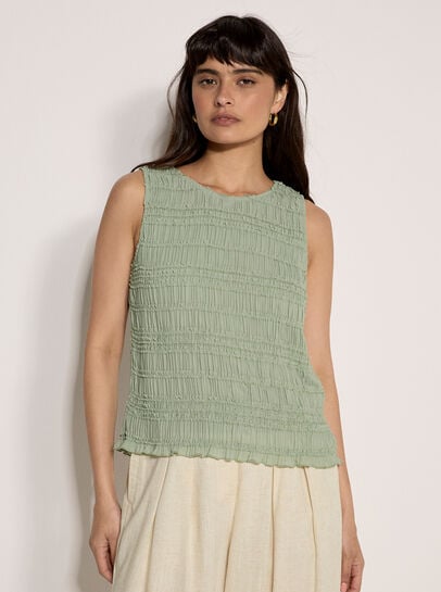 Crinkle Ruffle Chiffon Top