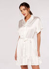 Ruffle Shirt Mini Dress, White, large