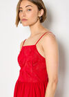 Eyelash Embroidered Cami Mini Dress, Red, large