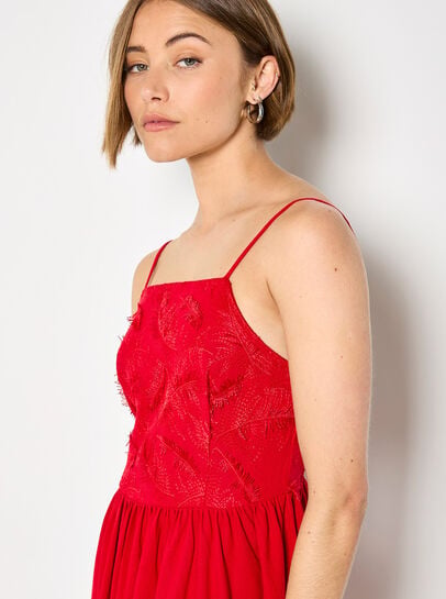 Eyelash Embroidered Cami Mini Dress