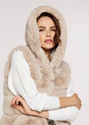 Tiered Fur Hooded Gilet, Stone, large