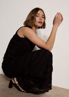 Ruched Chiffon Maxi Skirt, Black, large
